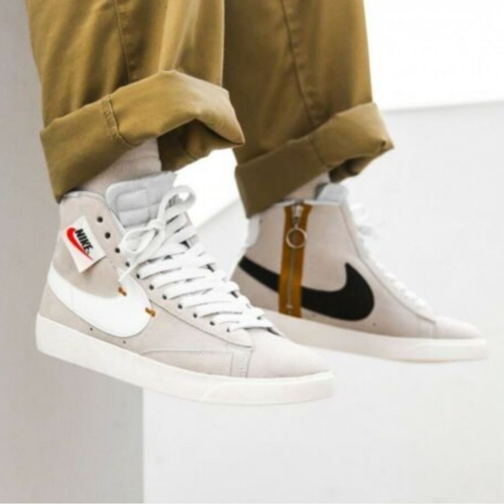 Nike Women's Blazer Mid Rebel Sneakers Tennis Shoes, Cream Black, 7.5
